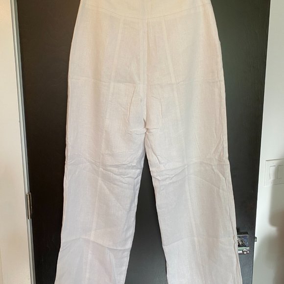 Wide Leg White Linen Pant SZ 8 - Picture 6 of 11